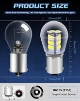 ALOPEE-9V-30V DC 1156 LED Bulb White Super Bright 1156 Bulb Replacement for 20-99 1383 1139 1141 1003 LED Reverse Lights Backup Lights RV Camper Light Bulbs, 33PCS 2835 Chips, Non Polarity, Pack of 2